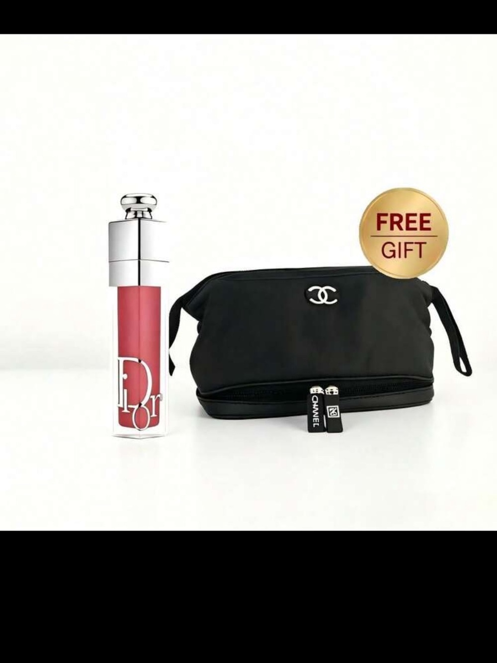 Dior Liquid Lipstick in Warm Rose Pink with Black Cosmetic Pouch